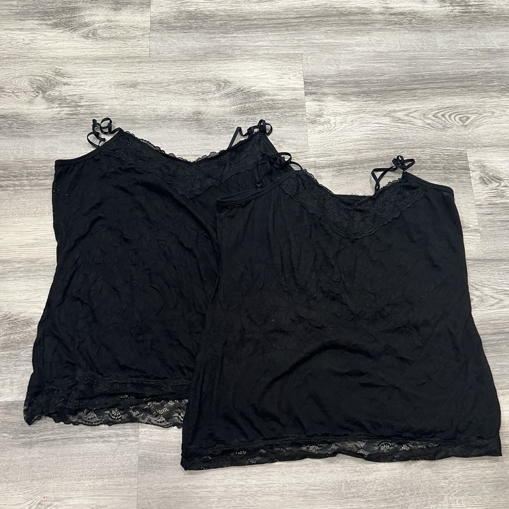 Bundle Of 2 VTG Y2K Maurices Black Spaghetti Strap Lace Cami Juniors Size‎ XL